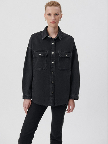 Джинсова сорочка сірого кольору з довгим рукавом Mavi жіноча модель