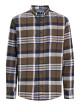 Чоловіча зелена сорочка в клітинку Jack Jones з довгим рукавом Slim Fit