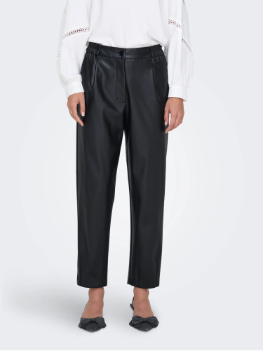 Жіночі чорні шкіряні прямі штани Only