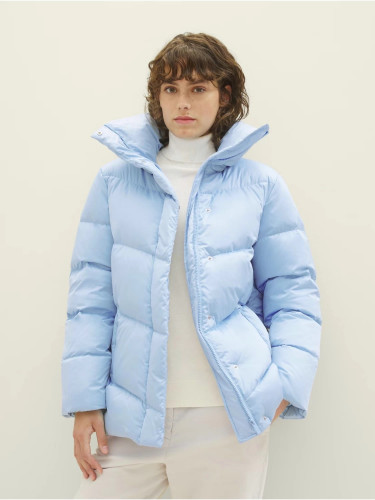 Зимова блакитна куртка Tom Tailor з пухом, жіночий фасон
