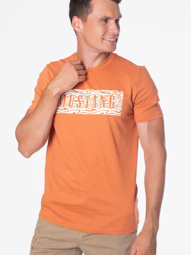 Футболка з лого-принтом, помаранчева Mustang, чоловічий фасон