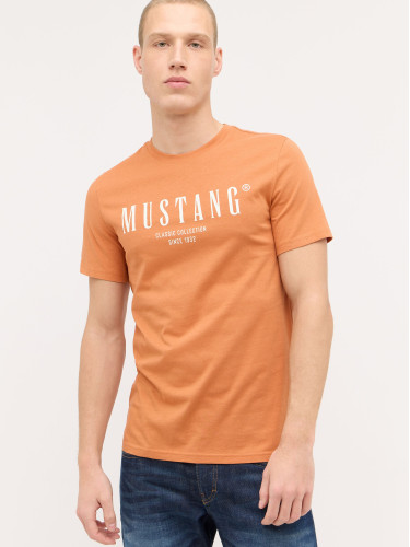 Помаранчева футболка з лого-принтом, Regular Fit, Mustang, чоловіча модель