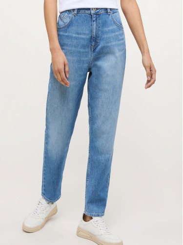Джинси Mom fit блакитного кольору з високою посадкою для жінок