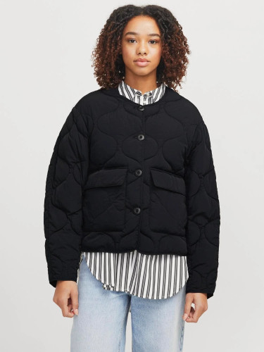 Коротка чорна демісезонна стьобана куртка JJXX для жінок