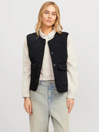 Короткий чорний стьобаний жилет JJXX для жінок без капюшона