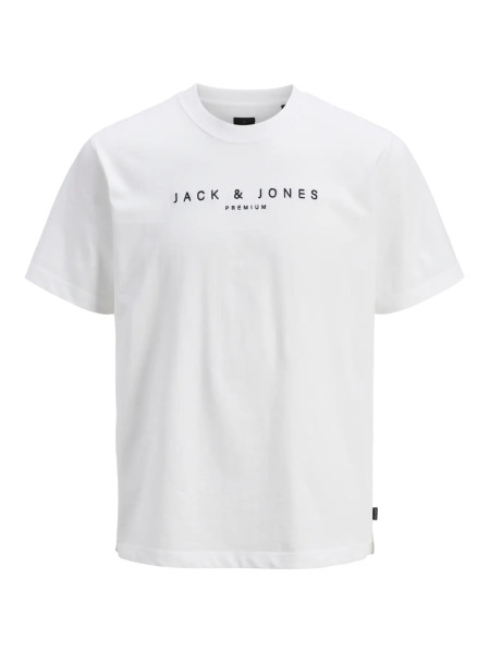 Чоловічі футболки з лого-принтом Jack Jones, білий колір, стандартний крій Regular Fit