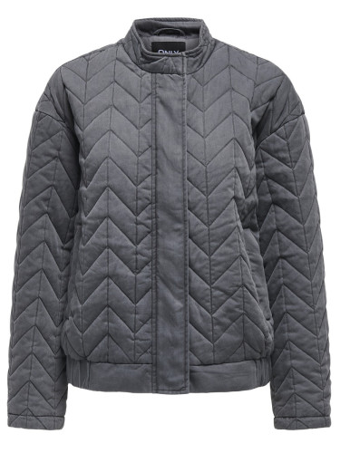 Короткий сірий стьобаний бомбер Only, жіноча модель без капюшона