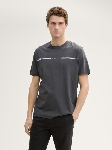 Футболка сірого кольору з принтом, Regular Fit, Tom Tailor, чоловічі