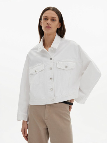 Джинсова оверсайз куртка біла коротка LTB жіноча модель