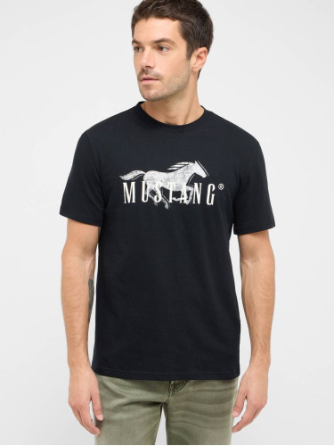Футболка чорна з лого-принтом Regular Fit Mustang для чоловіків
