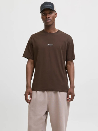 Футболка з принтом Relaxed Fit коричнева Jack Jones для чоловіків