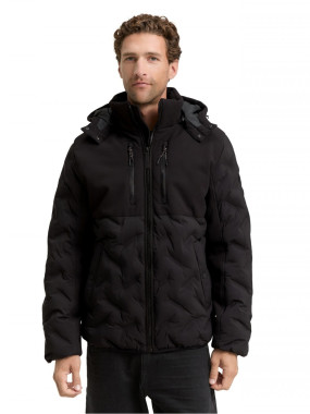 Зимова чорна стьобана куртка з капюшоном Tom Tailor для чоловіків